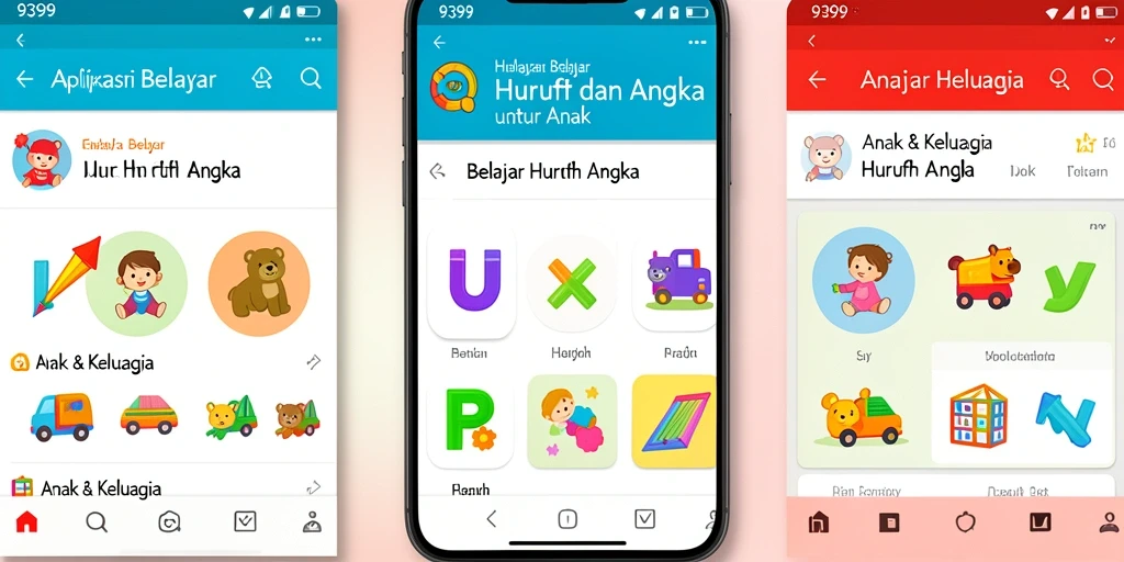 Tampilan antarmuka aplikasi Belajar Huruf Angka yang interaktif dan menarik.