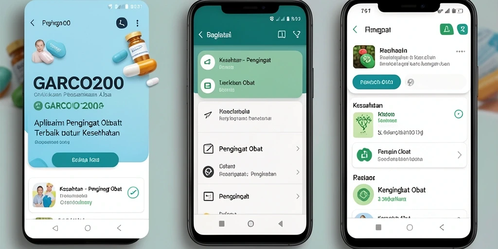 Tampilan antarmuka aplikasi Pengingat Obat GARCO200 yang sederhana dan informatif.