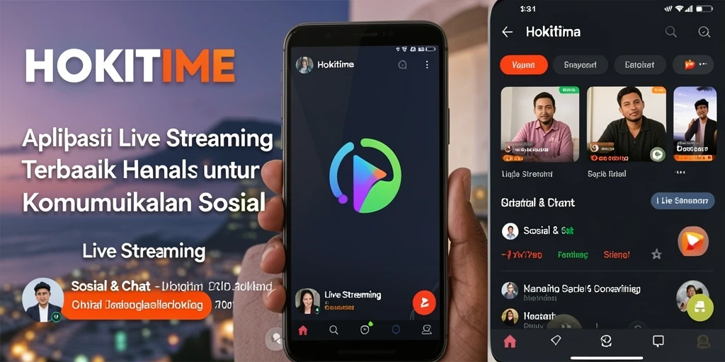 Antarmuka HOKITIME menampilkan fitur Live Streaming yang interaktif dan menarik.