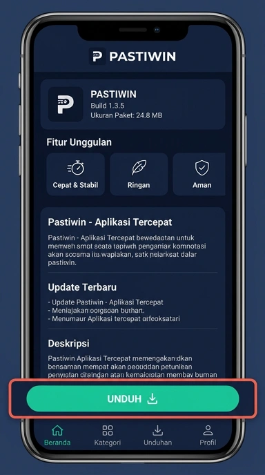 Tampilan halaman APK pastiwin